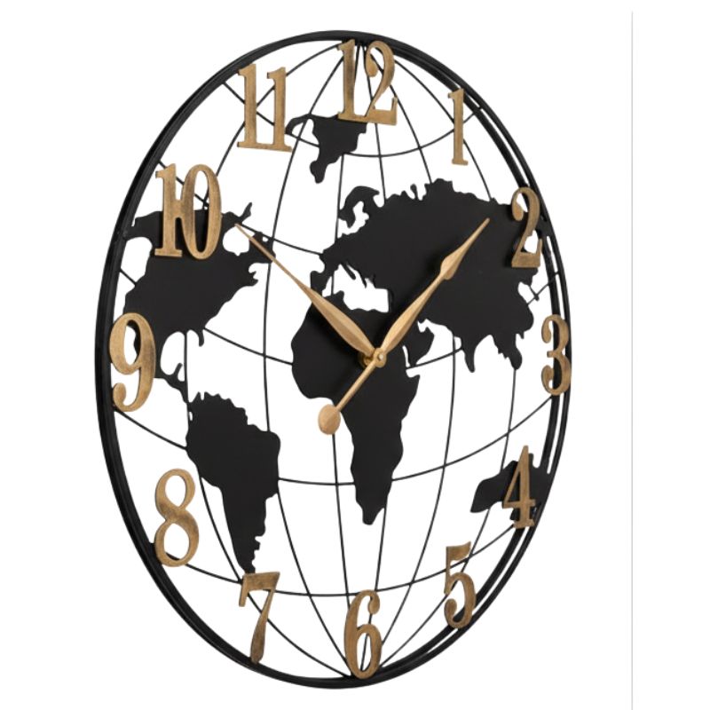 Horloge Monde Murale Élégante En Métal