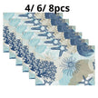 Set De Table En Lin Coraux Et Étoiles De Mer Stylisés