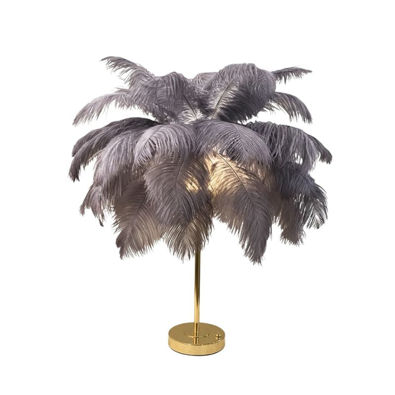 Éclairages De Table À Plumes Avec Pied Doré Élégant