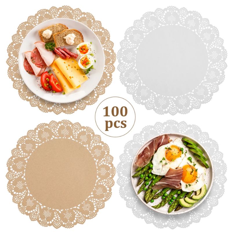 Set De Table Jetable En Papier Dentelle Lot de 100 Pièces