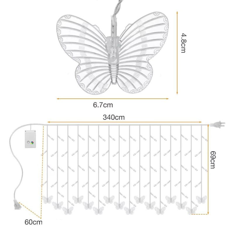 Rideaux Lumineux Guirlande Papillons LED