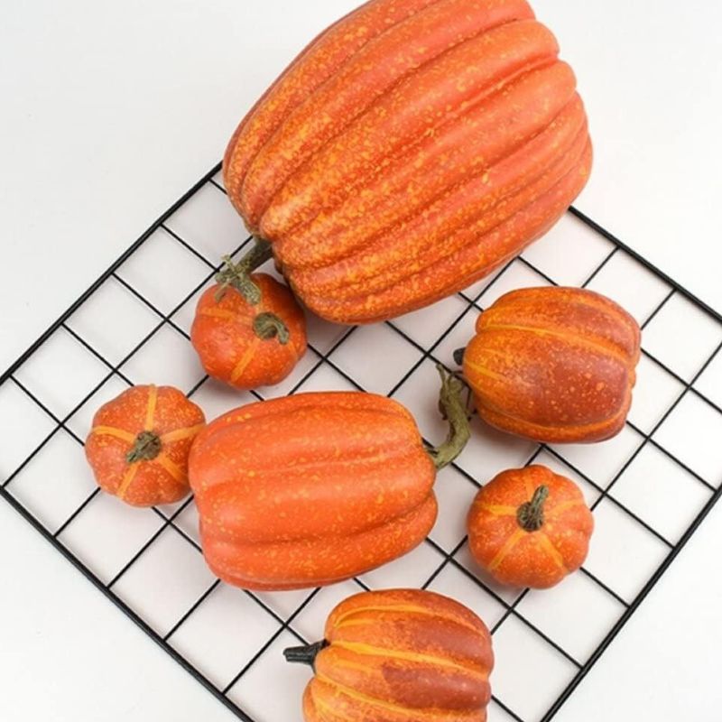 Décorations Halloween Ensemble de Citrouilles Artificielles Lot de 7