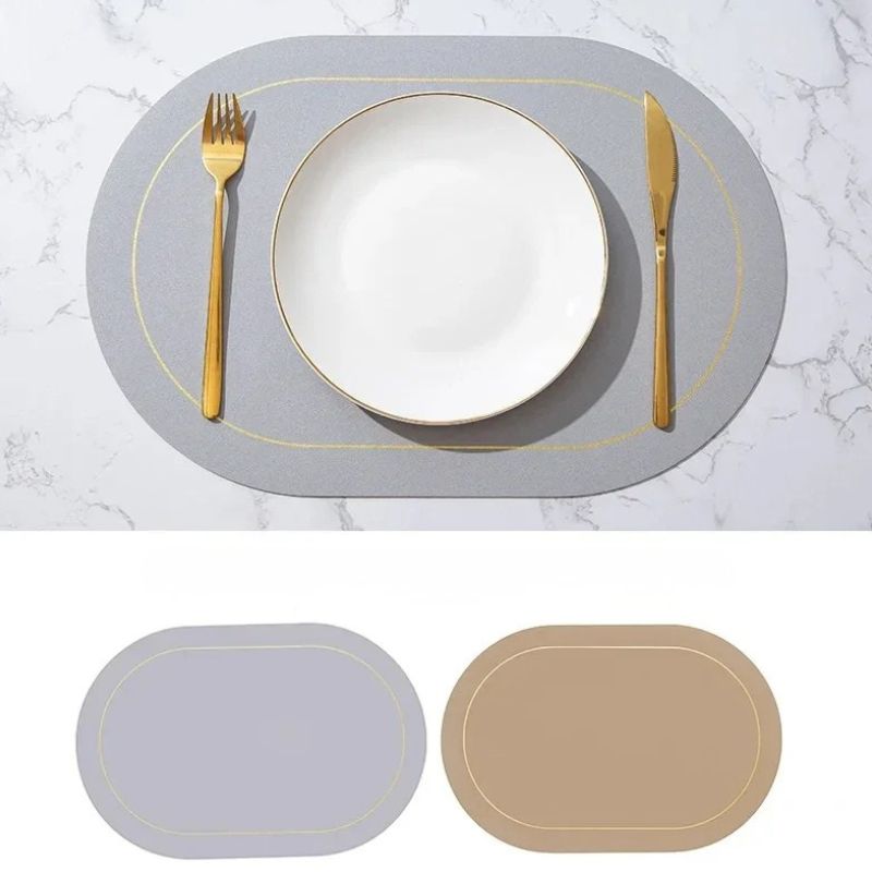 Set De Table Ovale En Cuir Style Nordique Résistant