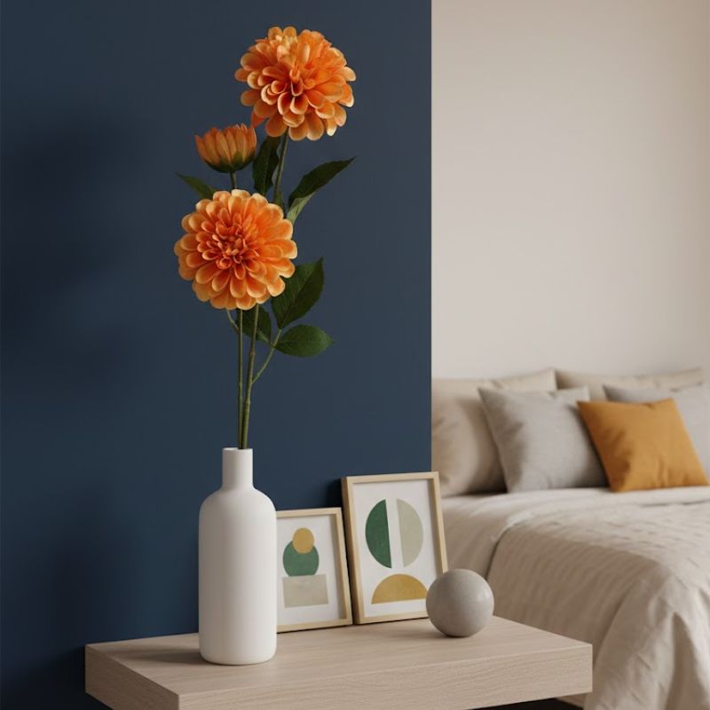Fleur Artificielle Orange Avec Pompons Ronds