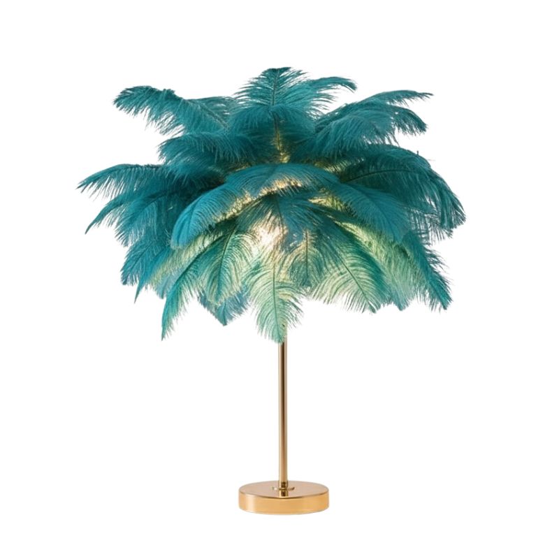 Éclairages De Table À Plumes Avec Pied Doré Élégant