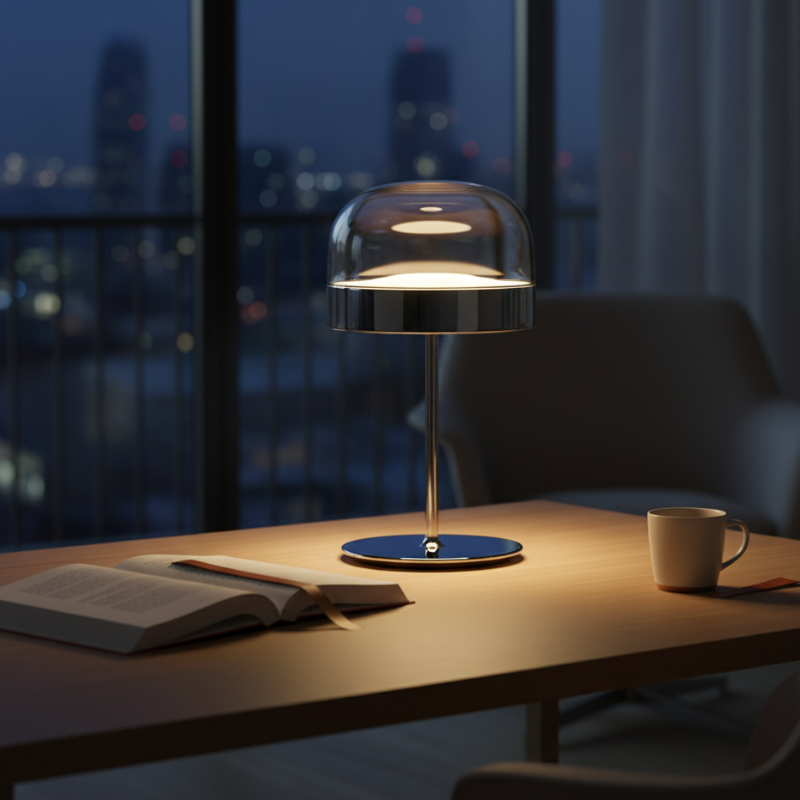 Lampe Champignon En Verre Contemporaine