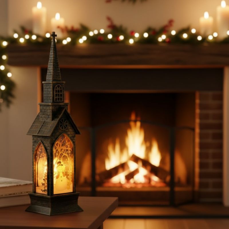 Décoration de Noël Lanterne Lumineuse Bonhomme de Neige