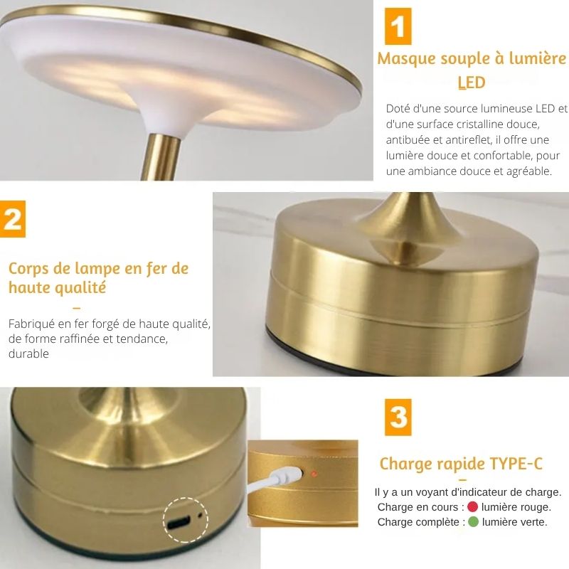 Lampes d'Ambiance Métal Rechargeables Avec Capteur Tactile