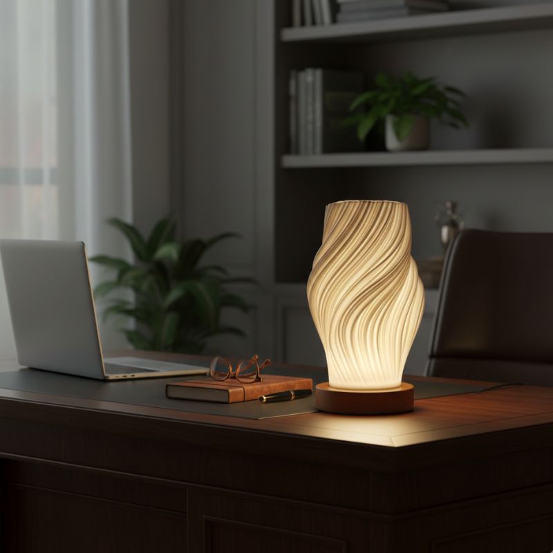 Éclairage de Table Lampe LED Plissée 3D au Design Moderne