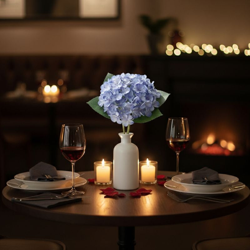 Fleur Artificielle Bleu Hortensia à Effet Naturel