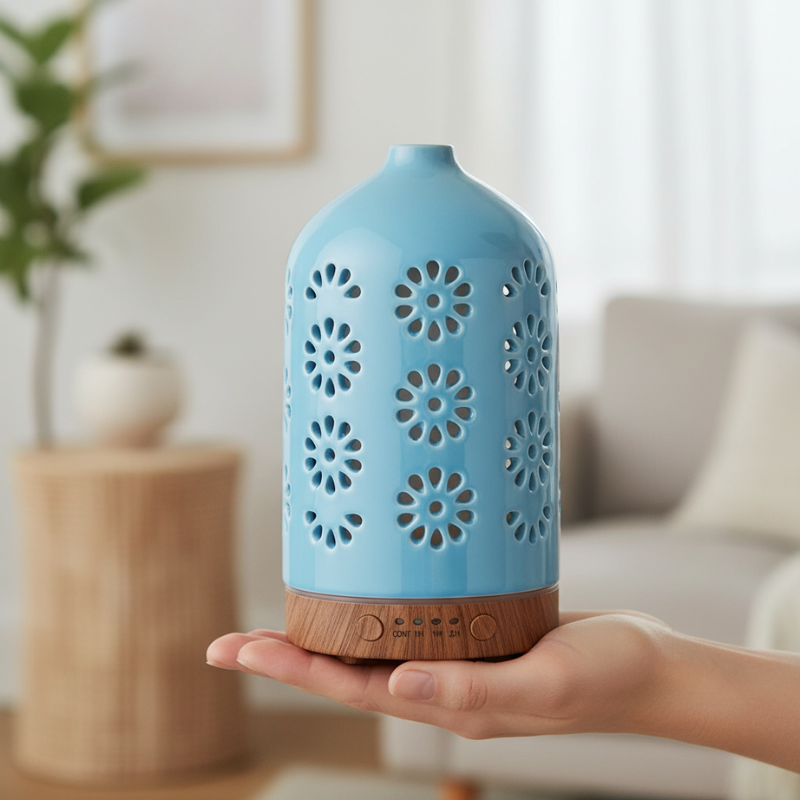 Diffuseur D’Huiles Essentielles Design En Céramique Bleu Élégant