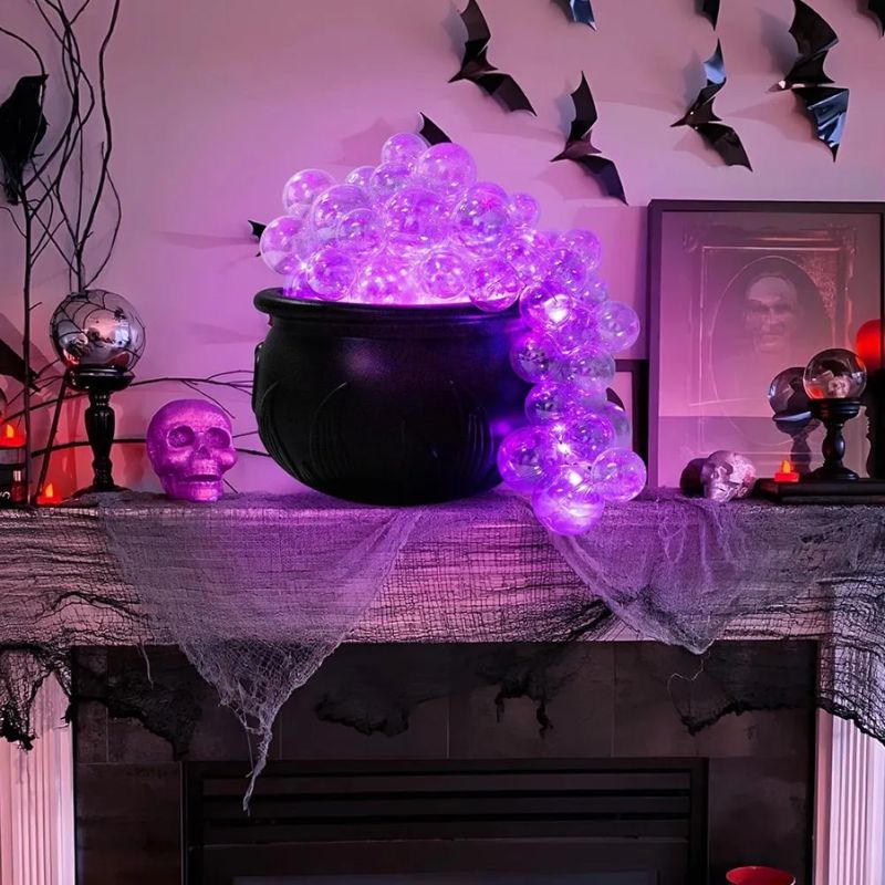 Décorations Halloween Chaudron Lumineux avec Bulles LED