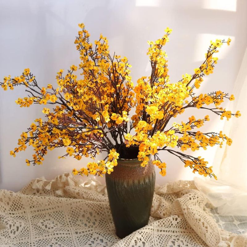 Fleur Artificielle Orange Avec Brins Délicats