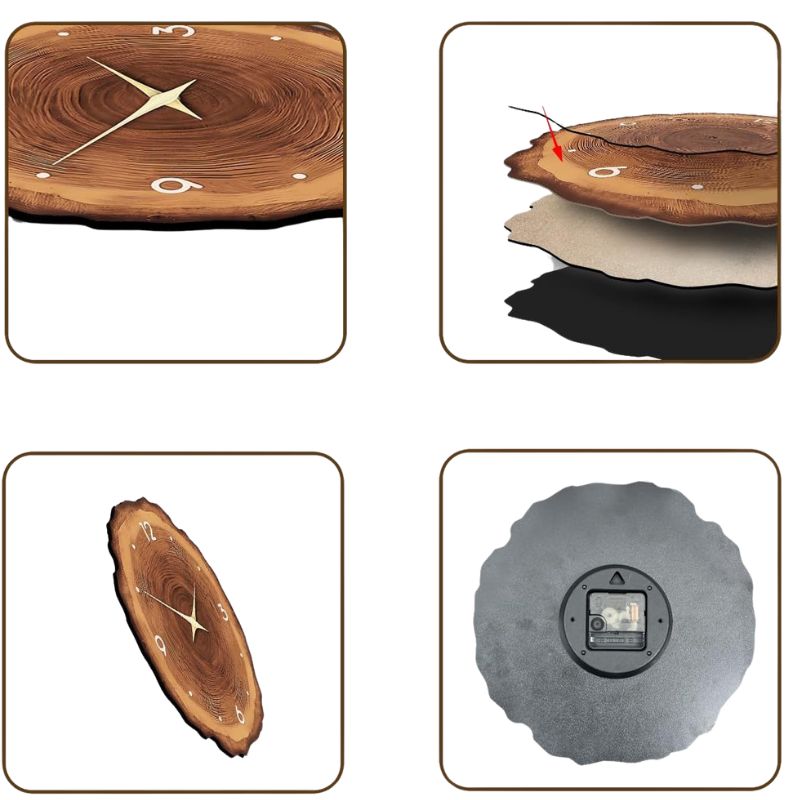 Horloge En Bois Murale Avec Effet Tranche De Bois Naturel