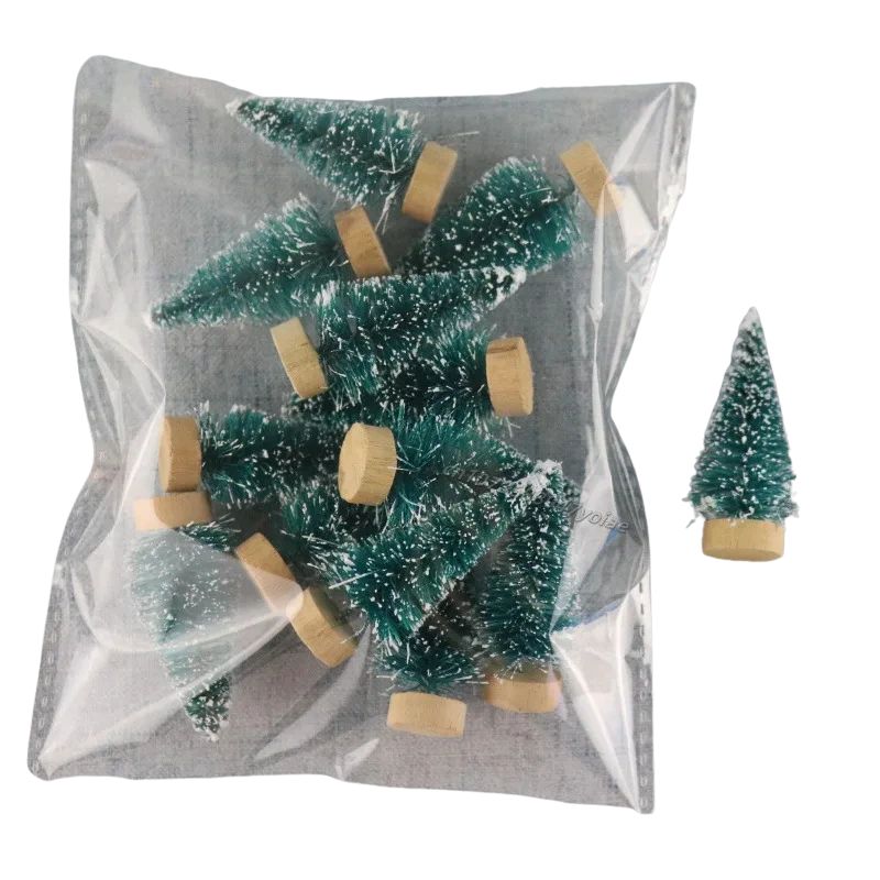 Sapin En Bois Mini Avec Neige Artificielle Lot de 12 Pièces
