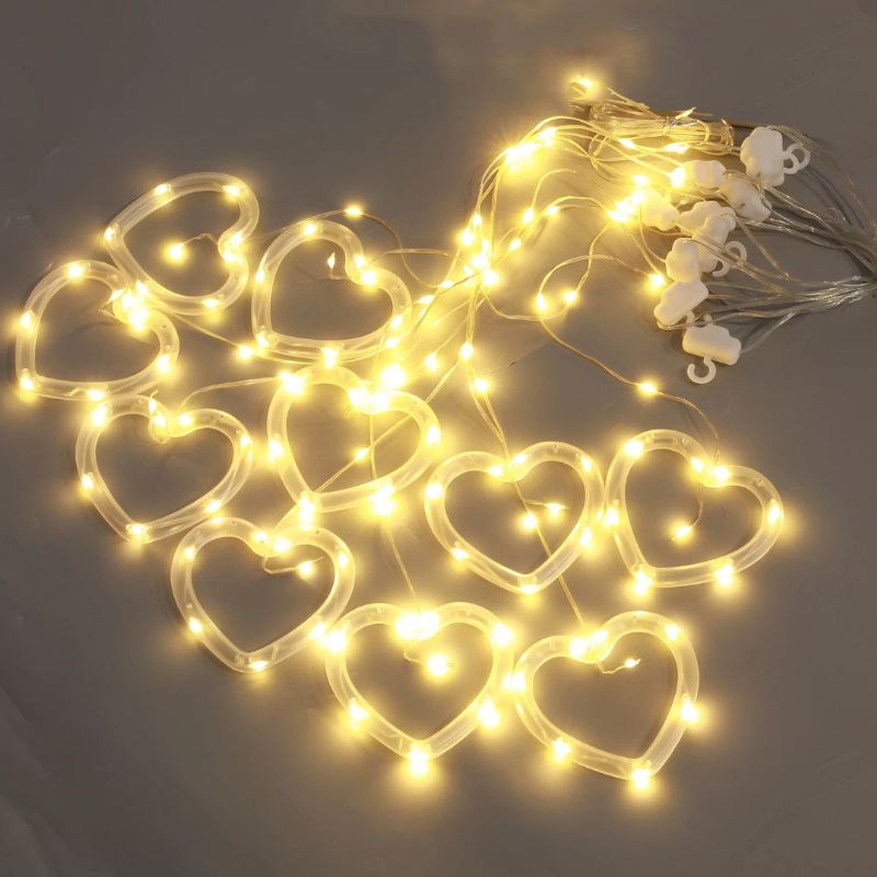 Rideaux Lumineux Cœurs LED avec 8 Modes