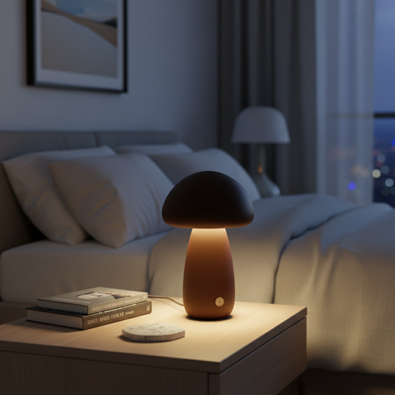 Lampe Champignon Tactile Moderne En Bois