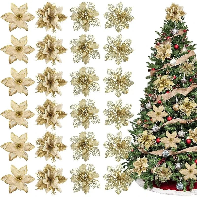 Décorations de Noël Fleurs Pailletées