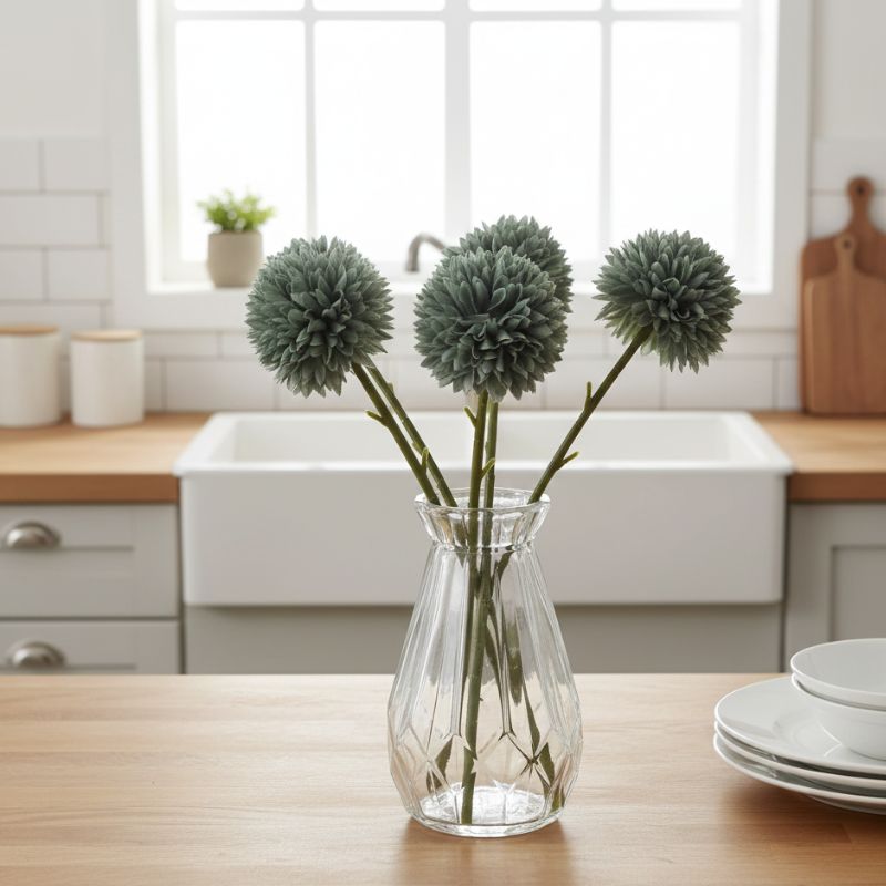 Fleur Artificielle Vert Pompon Décoratif