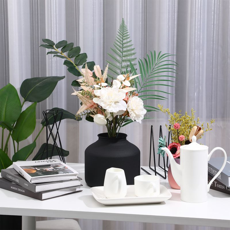 Vase Poser Rond en Fer Noir