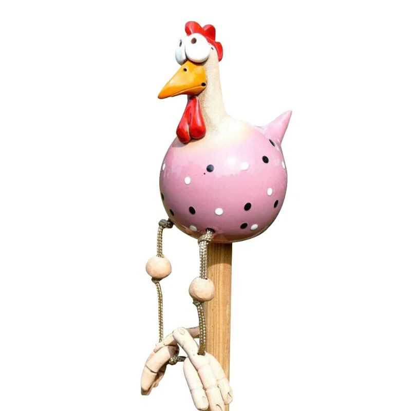 Sculpture Jardin Poule Sur Piquet Avec Style Artisanal