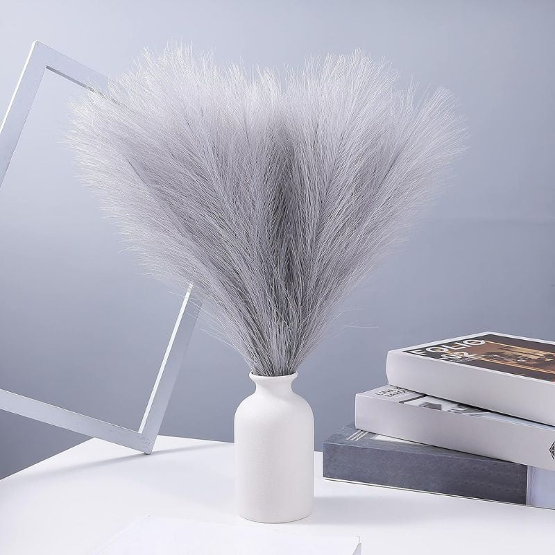 Fleur Artificielle Gris Avec Effet Pampas Élégant