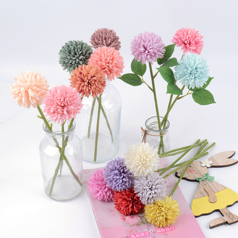 Fleur Artificielle Multicolore Avec Pompons Doux