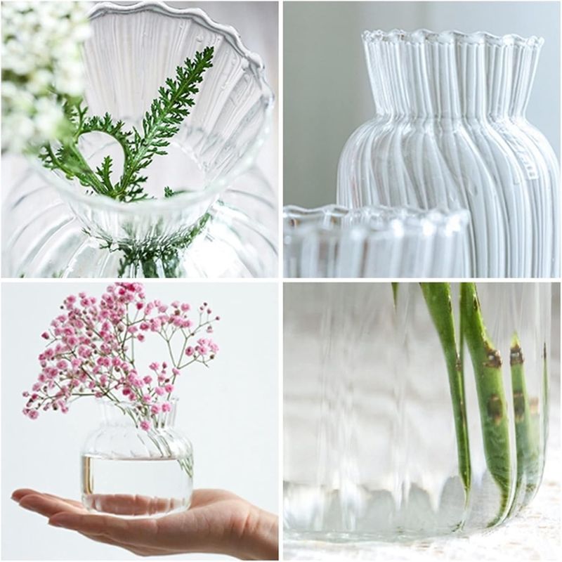 Vase Transparent en Verre de Style Nordique