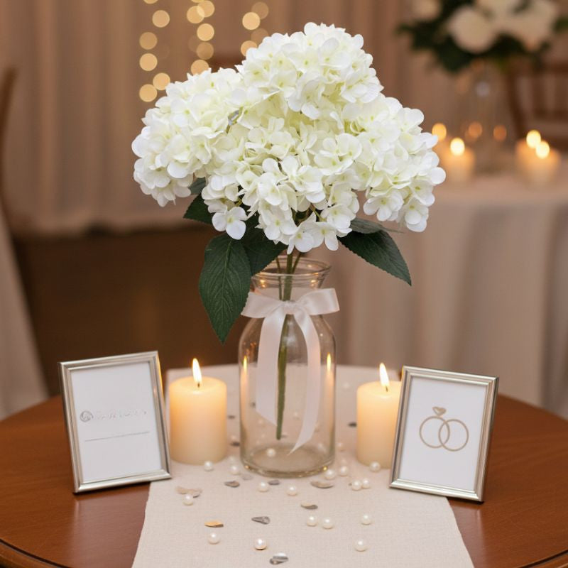 Fleur Artificielle Blanc Bouquet Hortensia