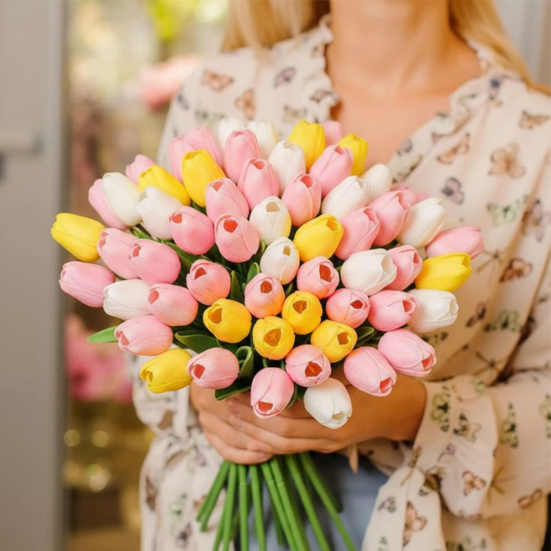 Fleur Artificielle Multicolore En Bouquet De Tulipes