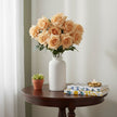 Fleur Artificielle Orange En Roses Ouvertes Avec Feuillage Mat