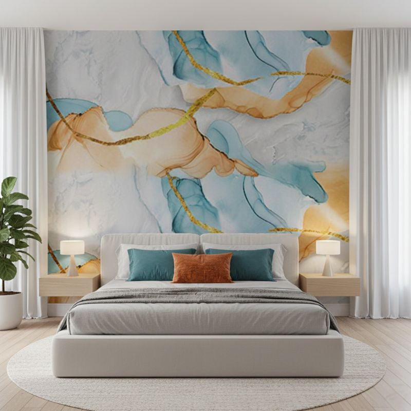 Panneau Mural PVC Décoratif Imitation Marbre Avec Effet Aquarelle