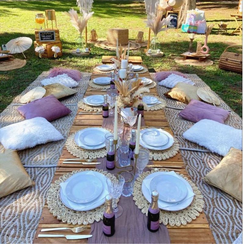 Set De Table Bambou Rond Style Bohème Lot de 4 Pièces