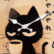 Horloge En Bois Murale Avec Illustration Chat Noir