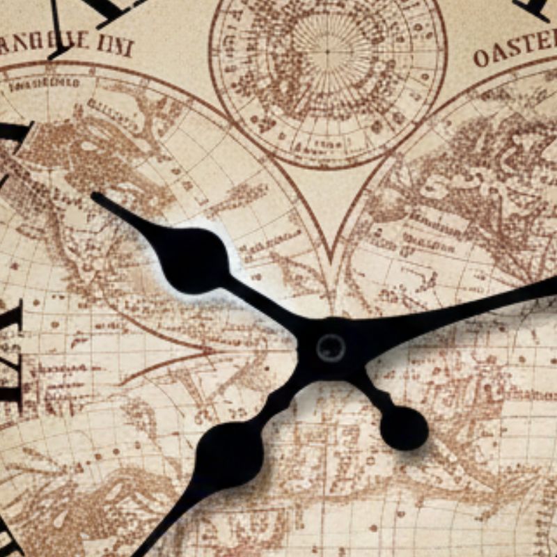 Horloge Monde En Bois Avec Design Carte Géographique Vintage