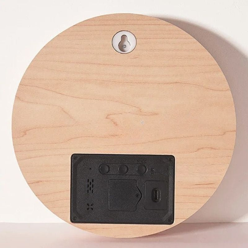 Horloge Murale Numérique LED Effet Bois