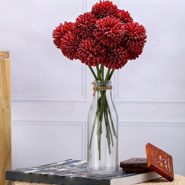 Fleur Artificielle Rouge Avec Pompon