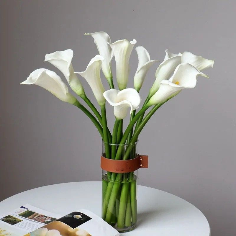 Fleur Artificielle Blanc Bouquet Lys Calla Silhouette Élancée