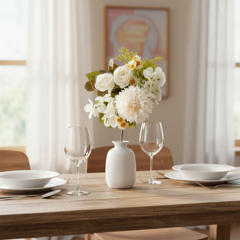 Fleur Artificielle Blanc Bouquet Champêtre Chic