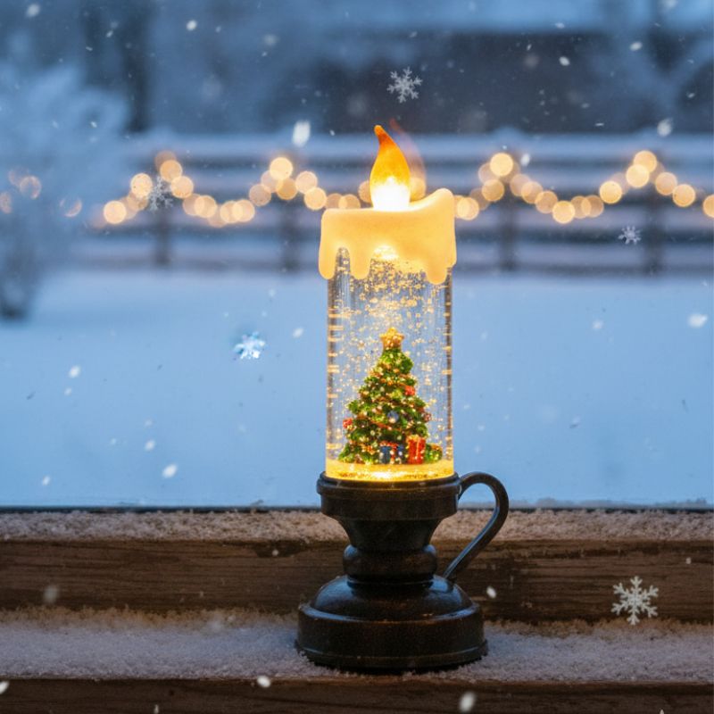 Décoration de Noël Bougie LED Scintillante à Paillettes