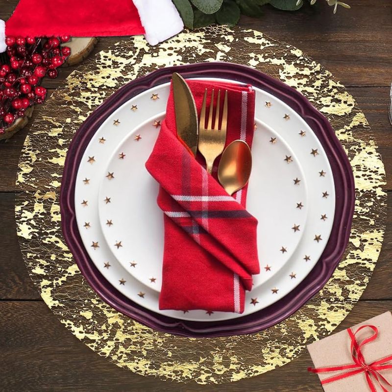 Set De Table En Papier Rond Couleur Royale 30 Pièces