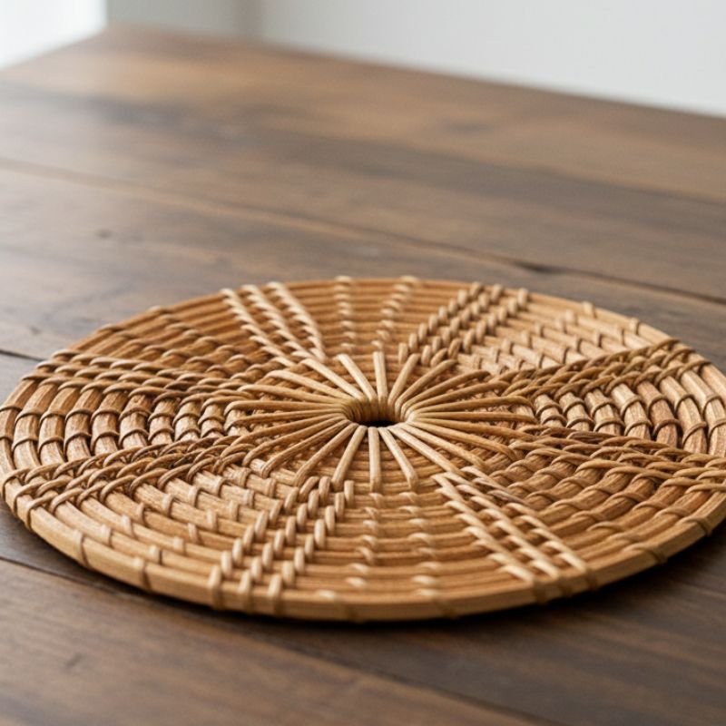 Set De Table Rotin Rond Naturel