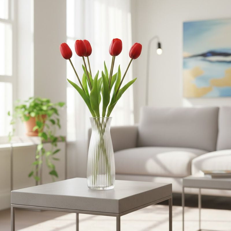 Fleur Artificielle Rouge Style Tulipe Réaliste
