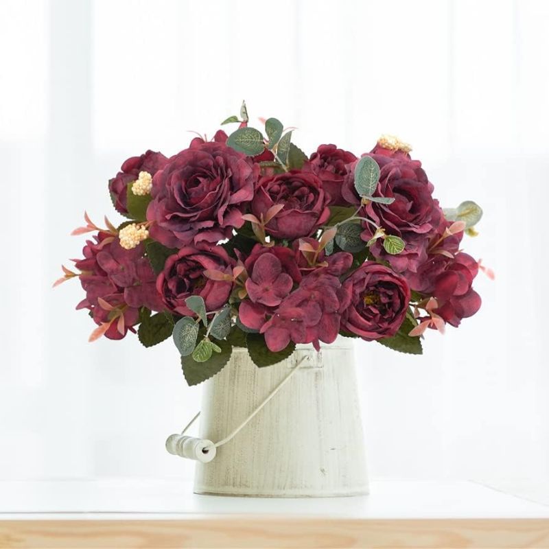 Fleur Artificielle Rouge En Bouquet Raffiné