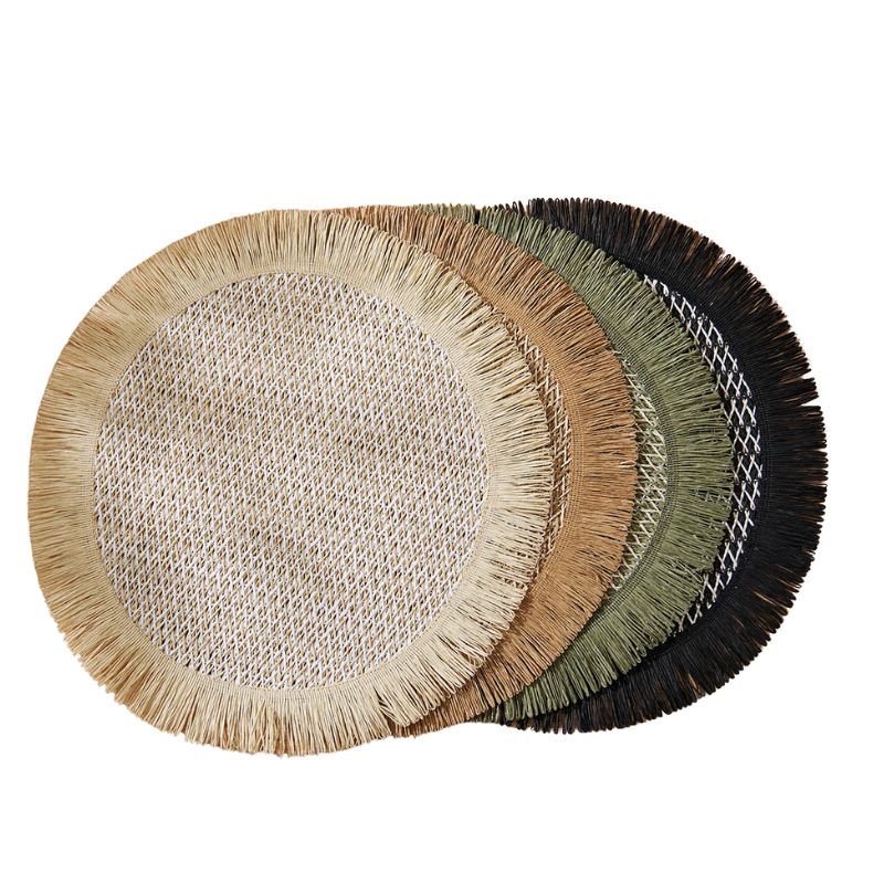 Set De Table En Papier Bohème Rond Avec Franges Naturelles