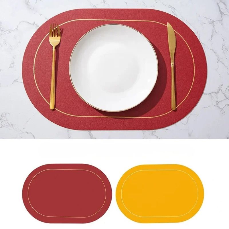 Set De Table Ovale En Cuir Style Nordique Résistant