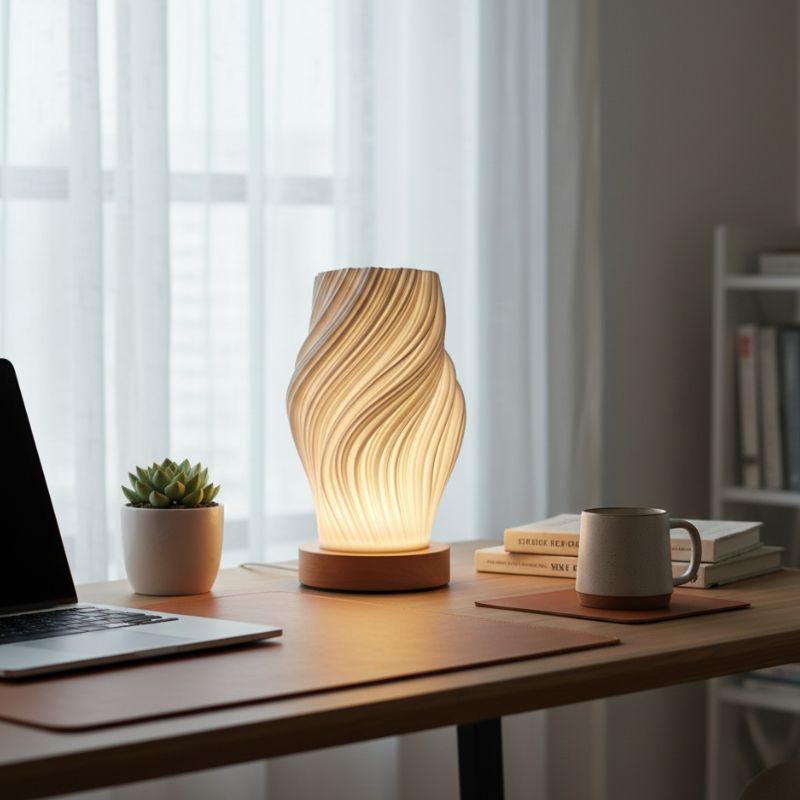 Éclairage de Table Lampe LED Plissée 3D au Design Moderne