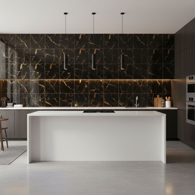 Panneau Mural Salle De Bain Autoadhésif Avec Finition Marbre Moderne