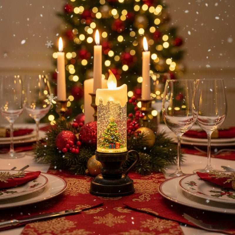 Décoration de Noël Bougie LED Scintillante à Paillettes