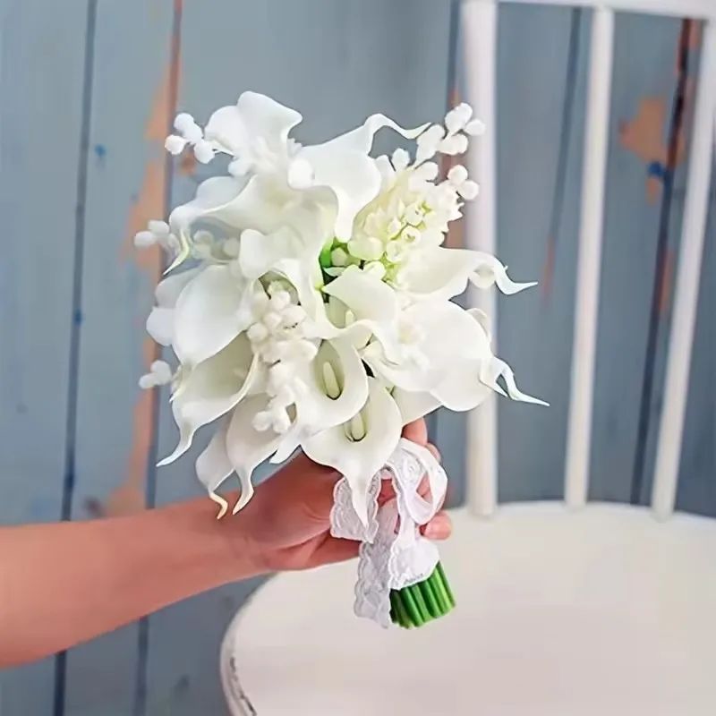 Fleur Artificielle Blanc Lys Calla En Bouquet Chic